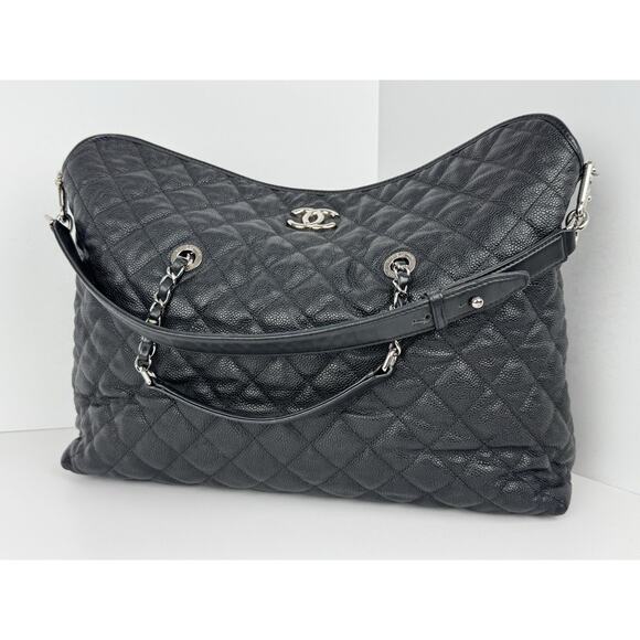 Chanel French Riviera Hobo Caviar Leather Black B-6 - Picture 1 of 16